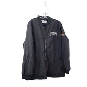 Dutch Bros Men's Black Nylon Long Sleeve Casual Bomber Jacket Size L